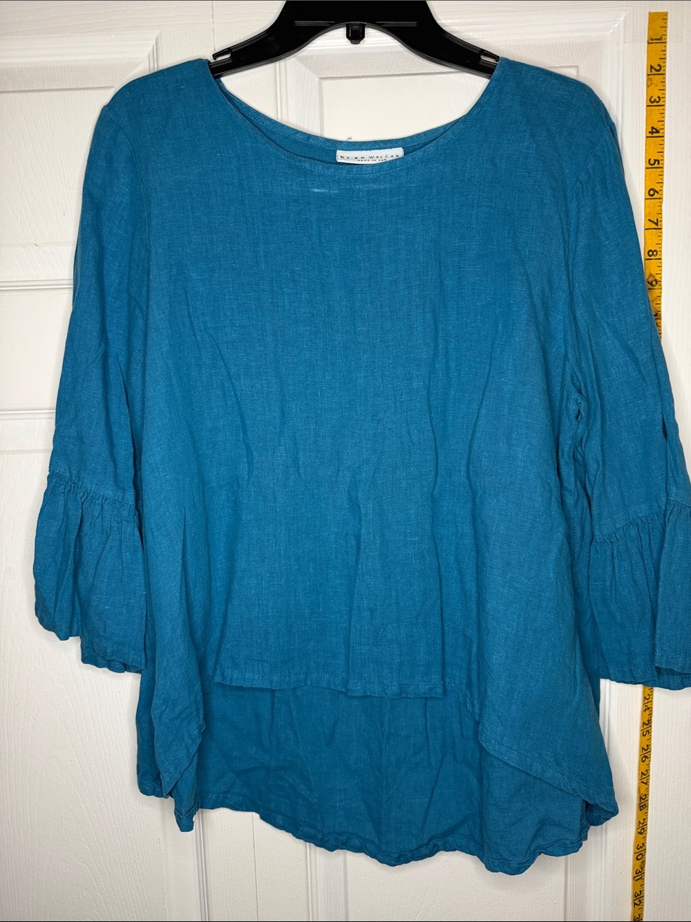 bryn Walker Teal Blue Layered Hem Tunic